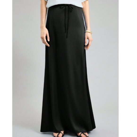 NEW Black Satin Maxi Skirt - Picture 2 of 10